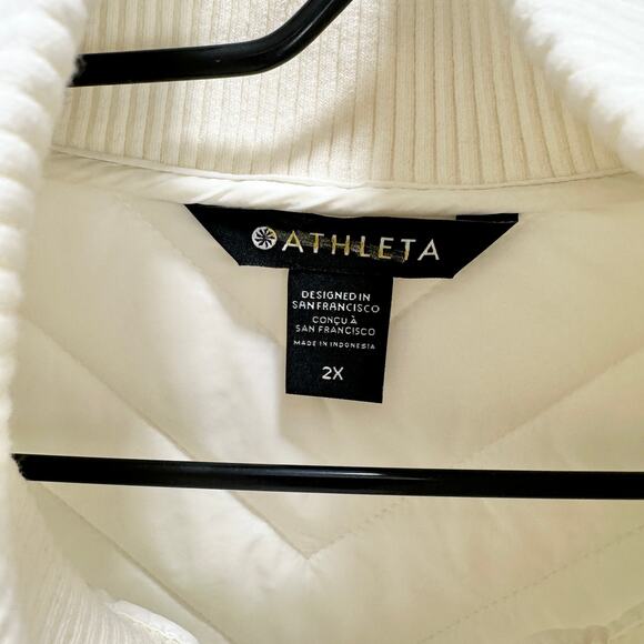 Athleta Mendocino Puffer Coat Quilted White Light Quilted Belted Size 2X NWT - Picture 9 of 16